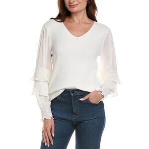 Fate Womens  V-Neck Top, White